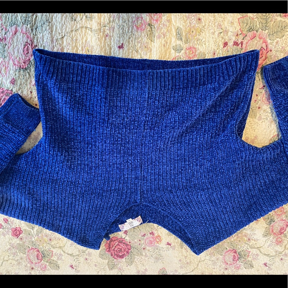 blue knit sweater